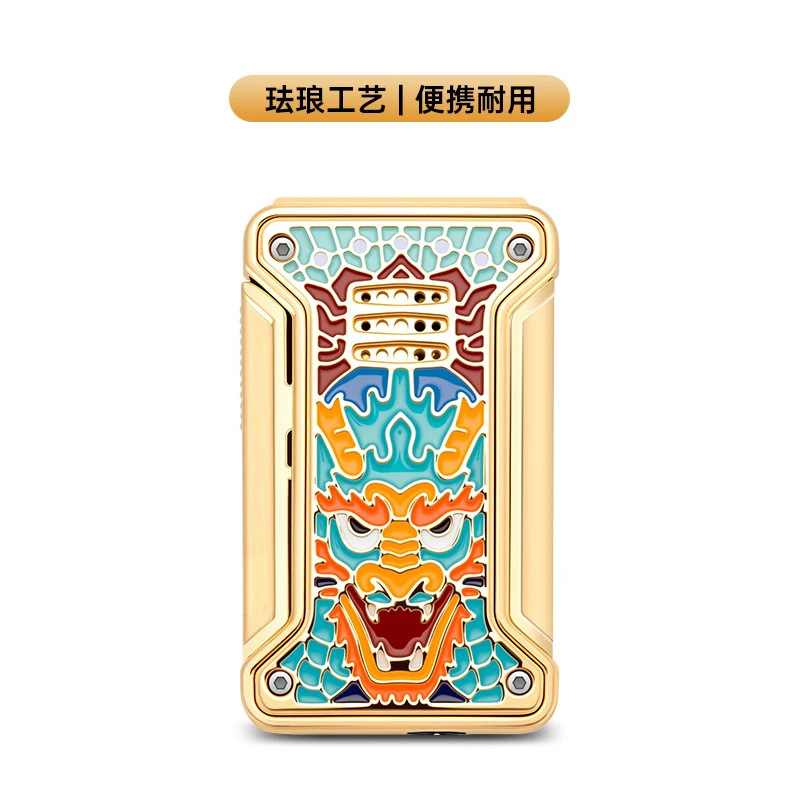 茄龙打火机机械感个性经典开盖点火金龙大漆双面雕刻打火机CL-092