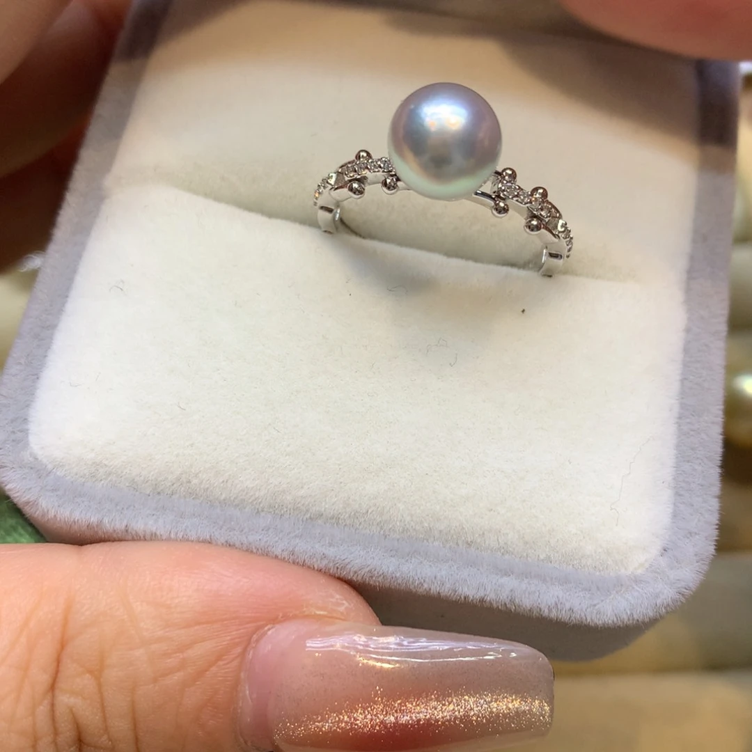 银S925镶嵌戒指海水珍珠