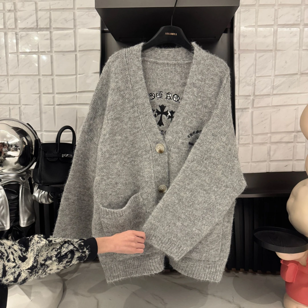 【十字回响】春秋新款绣花十字架毛绒开衫外套CP672