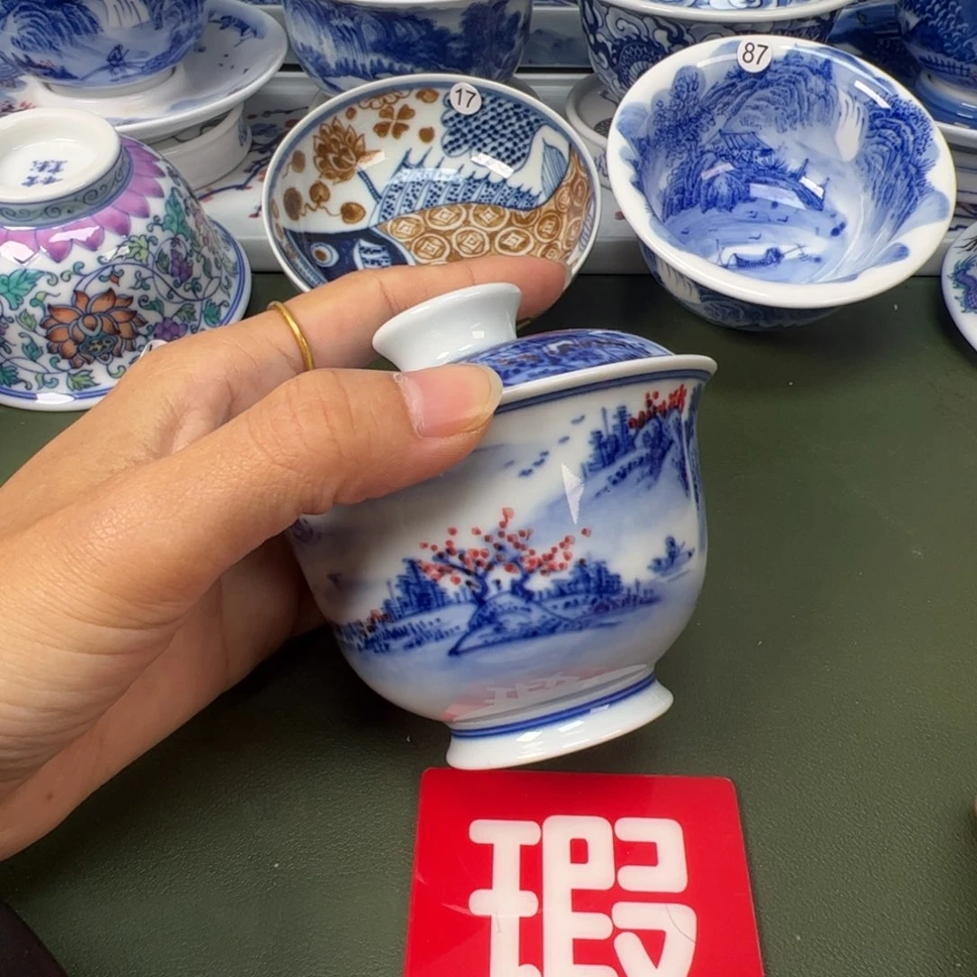 陶瓷景德镇纯手工纯手绘茶具木木27口