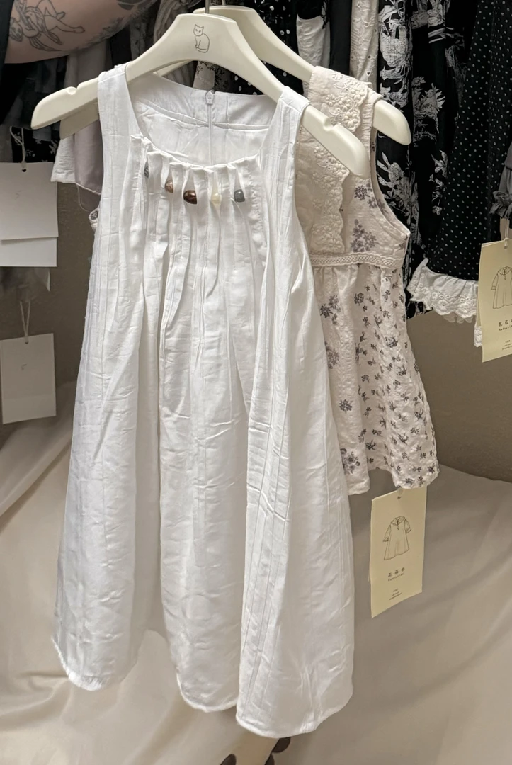 xc206夏季新款女童丝滑柔软透气串珠背心连衣裙