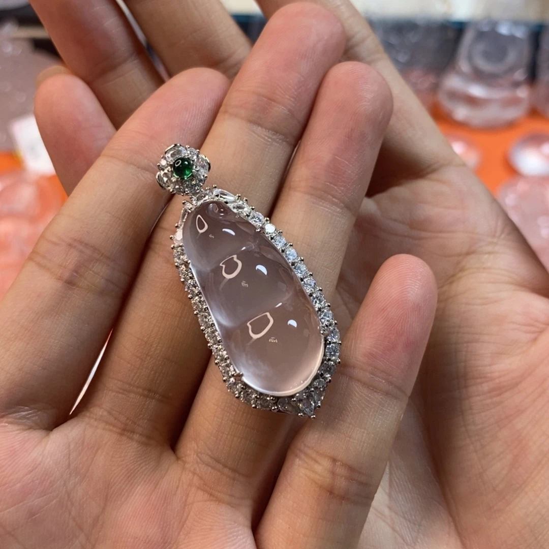 石英质玉银S925镶嵌颈饰