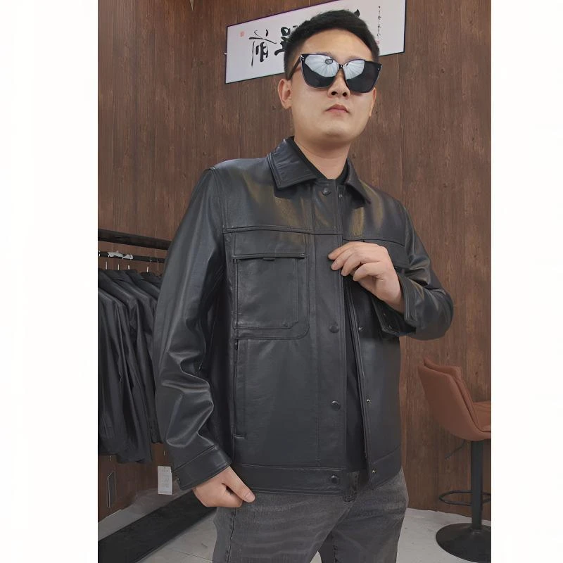 2060海宁皮衣真皮夹克头层牛皮秋冬新款时尚皮衣男款新款男士潮流