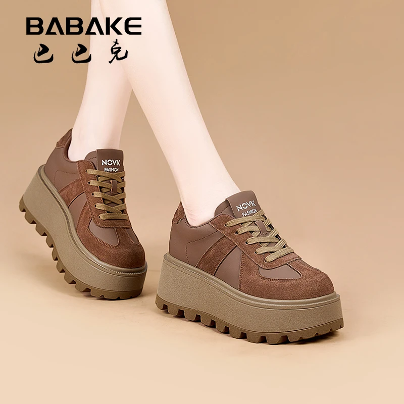 8CM德训厚底鞋女款2025新款爆款秋冬季百搭女士休闲增高女鞋9238