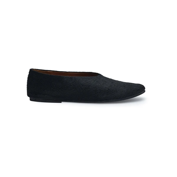 MODADONNA意制真皮大底黑牛毛芭蕾平底鞋