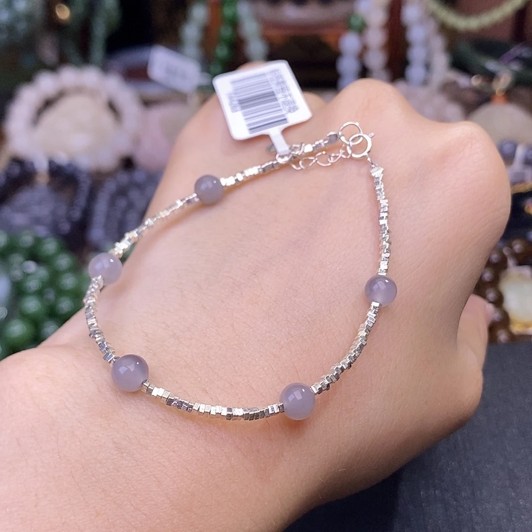 手链未镶嵌和田玉多样性发一 925.银烟紫手链碎碎银清货