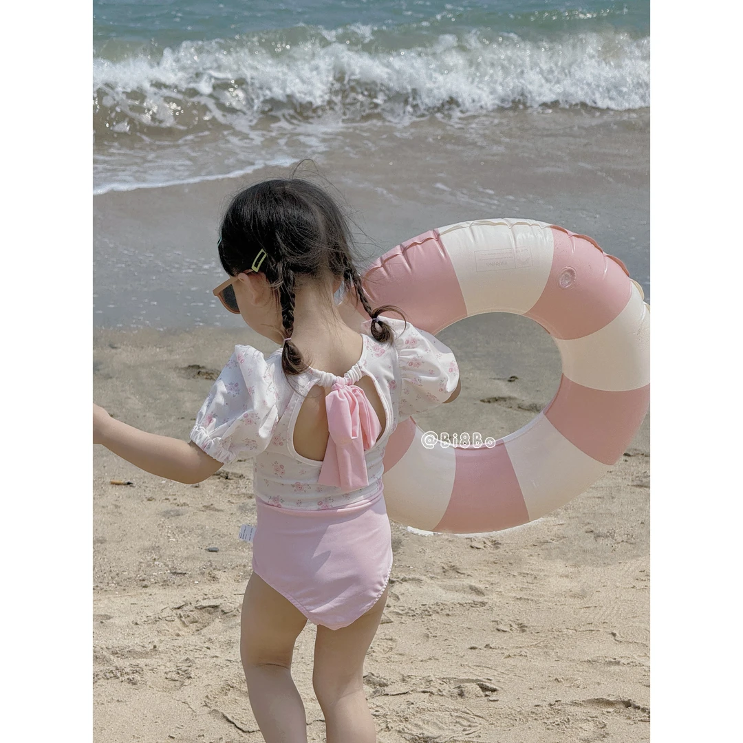 bi8bo女童夏季新款速干款碎花可爱连体泳衣30761