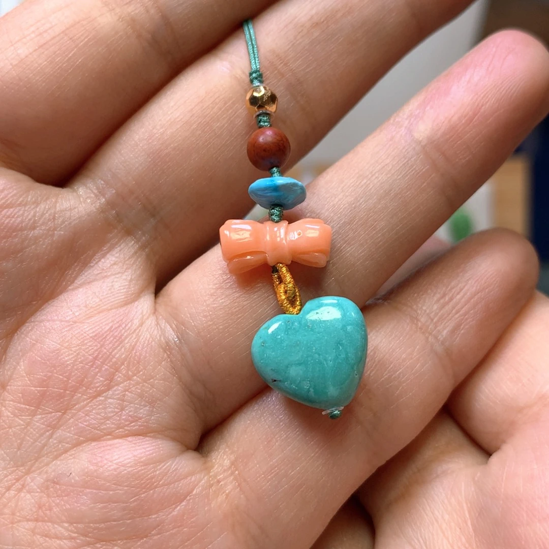 绿松石18K金镶嵌手机挂