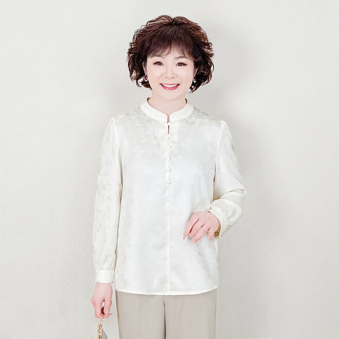 新中式妈妈春装衬衫洋气高贵上衣2025新款中老年女春夏薄款小衫