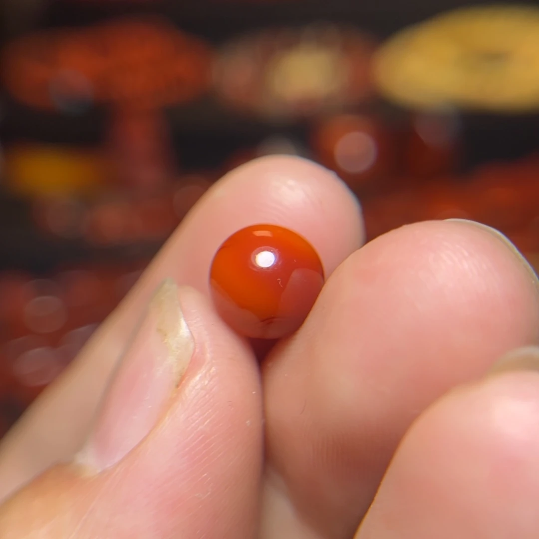 南红玛瑙珠宝奇石未镶嵌清*原矿瓦西单珠9.1mm