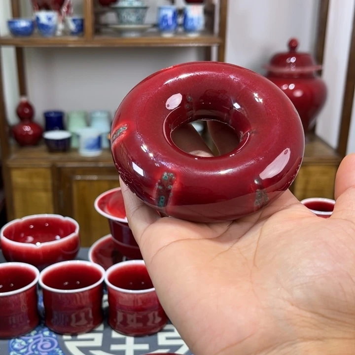 和***闲景德镇陶瓷浅行甜甜圈盖置没人醉