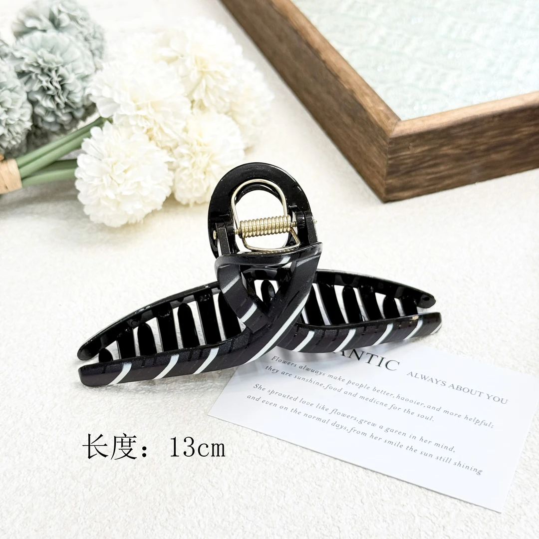 F-1549韩版条纹简约高级感抓夹13CM