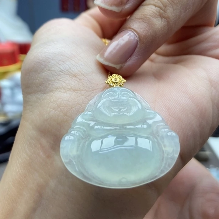 翡翠18K金镶嵌颈饰吊坠29