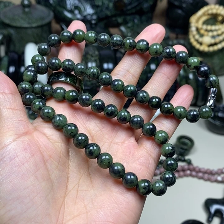蛇纹石玉未镶嵌手链药王石8毫米