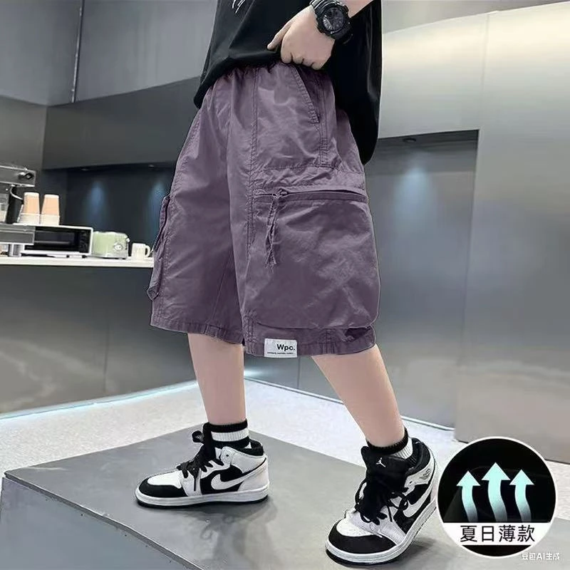 夏季童装中大童休闲裤中裤男童百搭男短裤潮酷2025新款