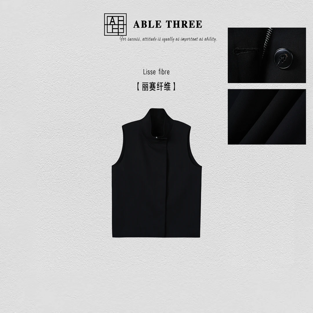 ABLE THREE |【悠闲假日】简约挺扩可高领可翻领无袖马夹 AX-SS9679
