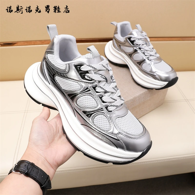 欧洲站男鞋2025夏季新款厚底老爹鞋时尚透气网面鞋潮流百搭休闲鞋