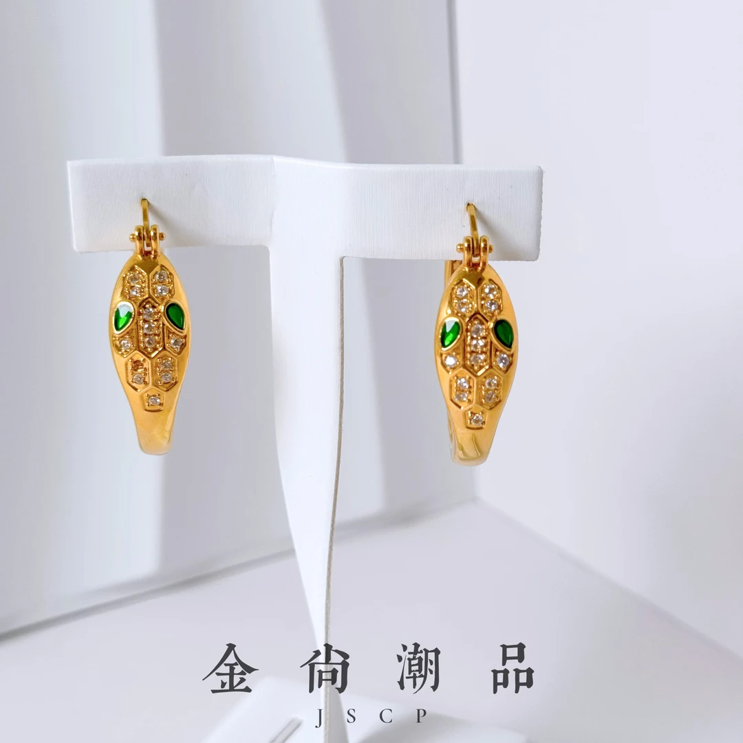 【灵蛇耳扣】足金999黄金5D无氰工艺镶嵌灵蛇耳扣