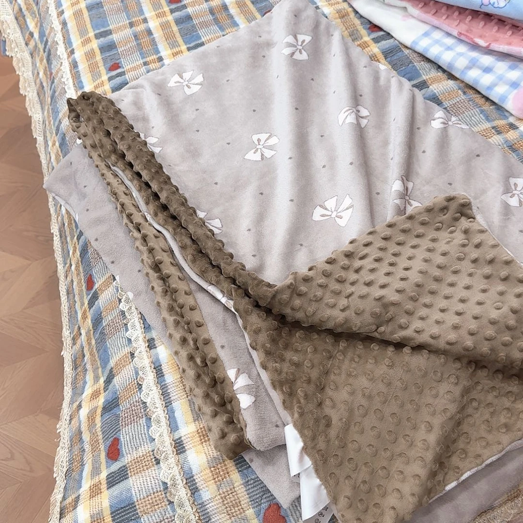 原驼毛马正身毛单人绒被罩卡其色蝴蝶结