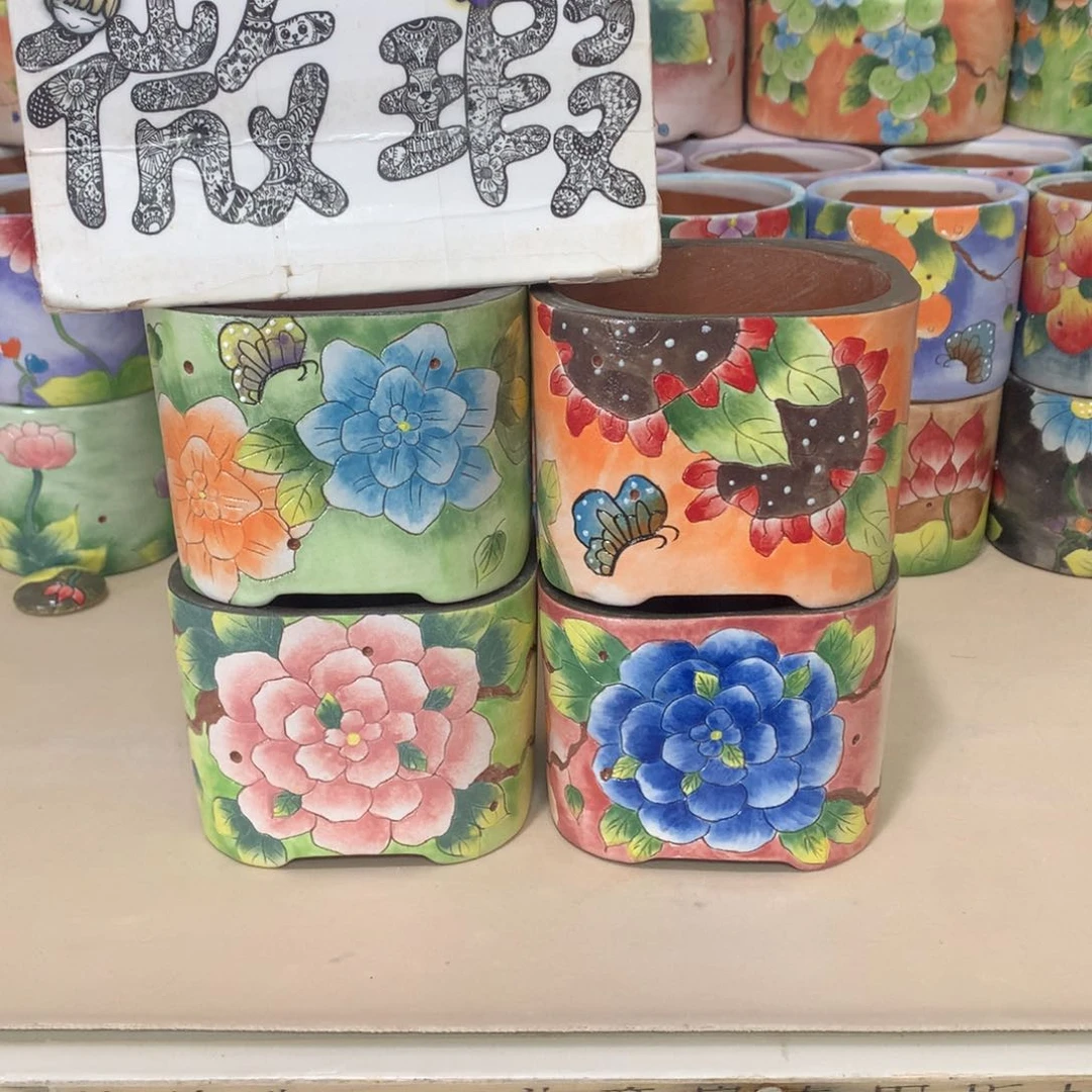 瑕疵福利花盆，手绘花盆