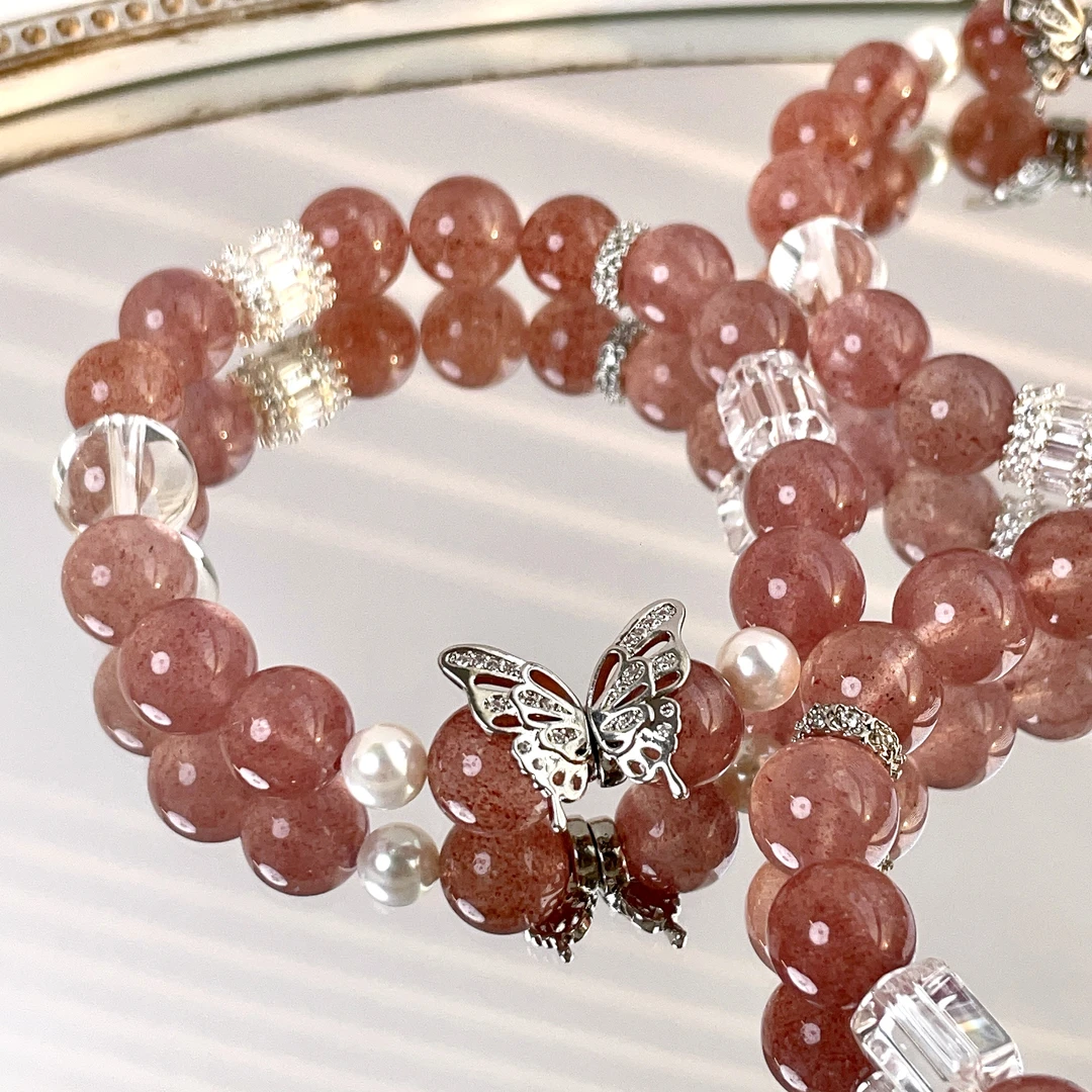 【陌上花开】6mm珍珠10-11mm草莓晶手串面小仙多样性发其一