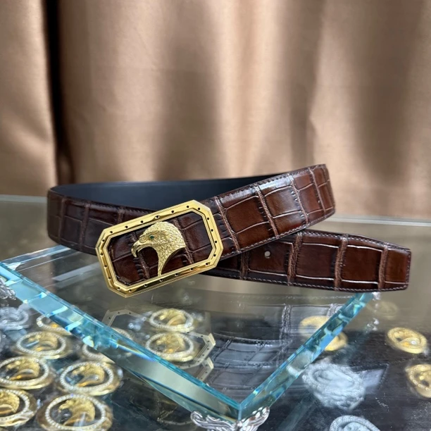 史蒂芬新款百搭男士皮带高档休闲老鹰头牛皮腰带青中老年时尚商务