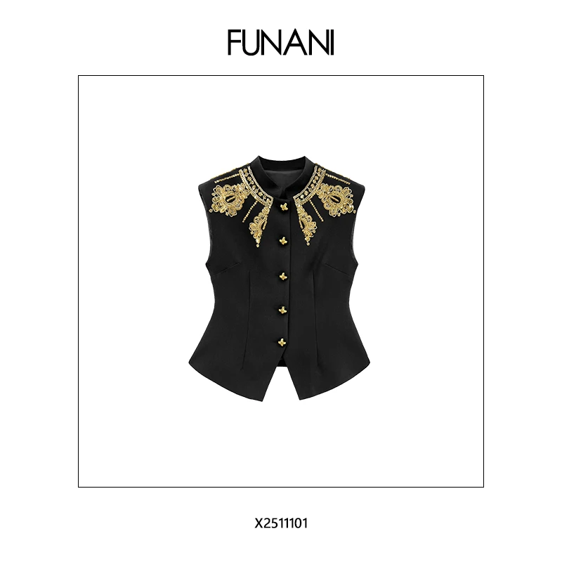 【FUNANI】“女王马甲” 高定雕塑感立裁手工坊贵气马甲 X2511101