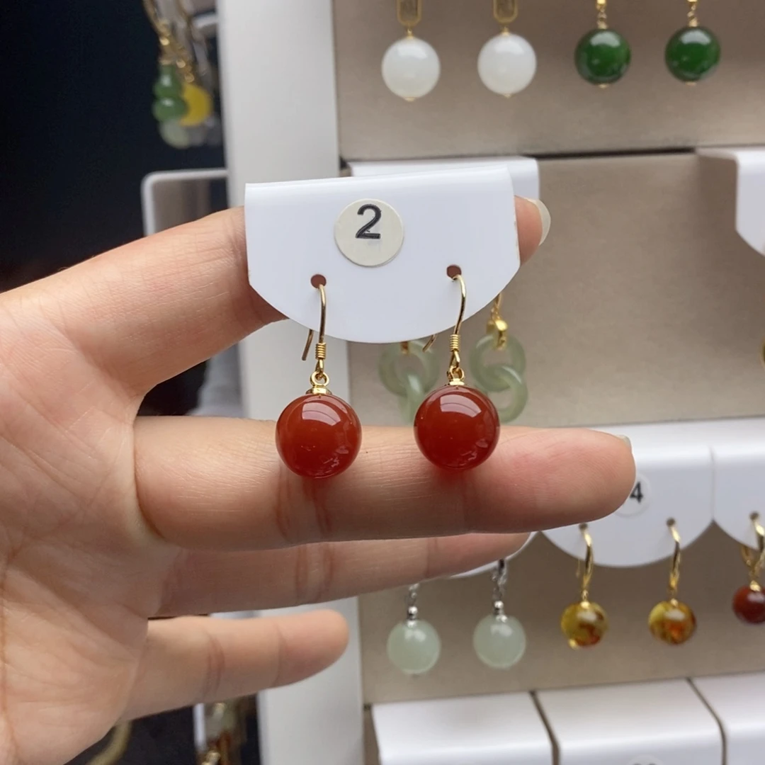 银S925镶嵌耳饰玛瑙/玉髓