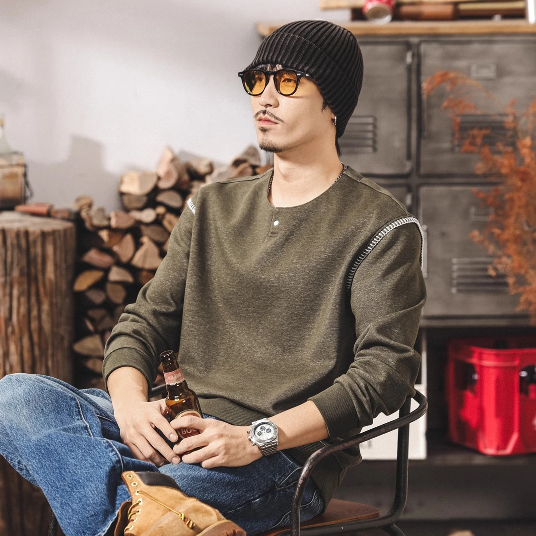 美式高端复古重磅卫衣男秋冬新款潮牌保暖宽松休闲长袖硬汉上衣男