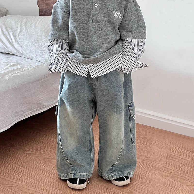 男童牛仔裤2025新款春秋季儿童裤子韩范洋气宽松工装裤春装休闲裤