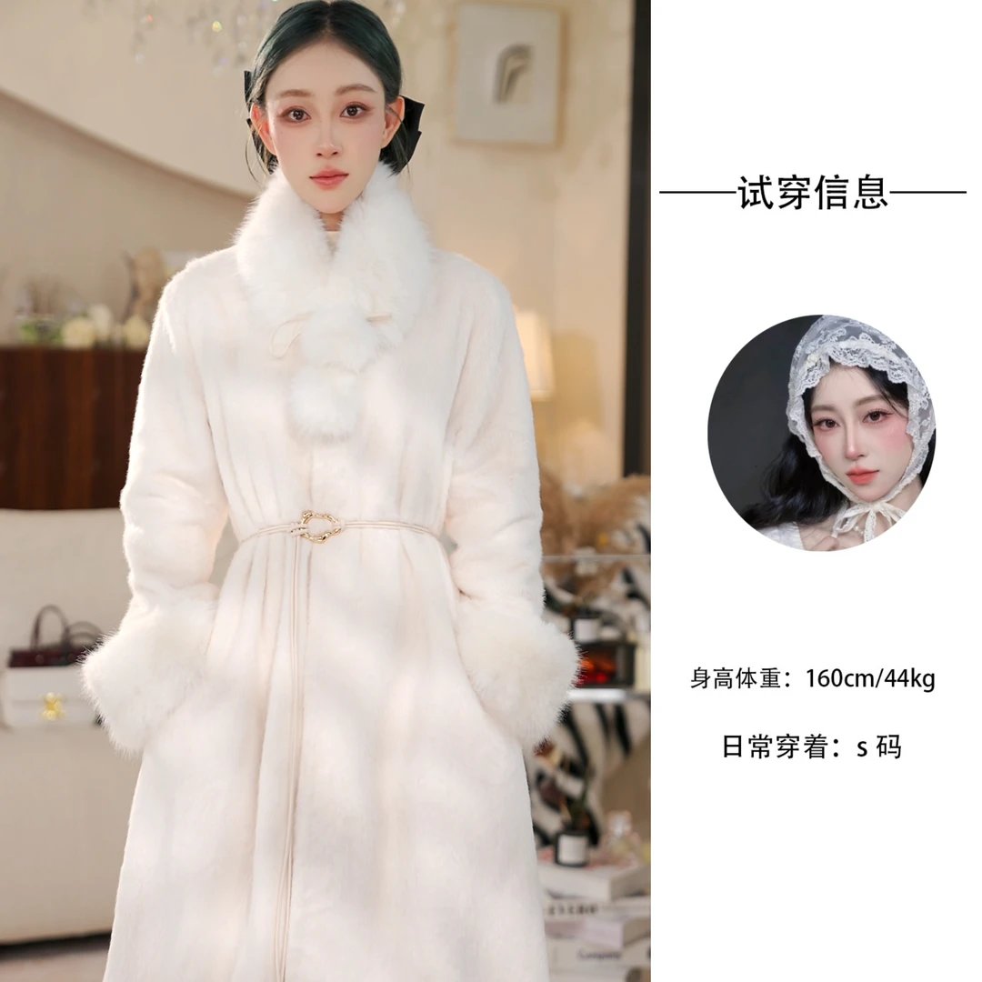 Nash/奈希 2025新款仿水貂冬季长款女款氛围感大衣外套