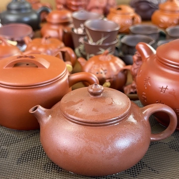 紫砂茶壶紫泥全手寒江200毫升