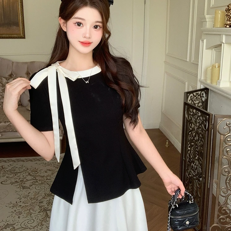 MZ021大码女装2025夏季微胖MM设计感上衣时尚气质T恤显瘦遮肉短袖