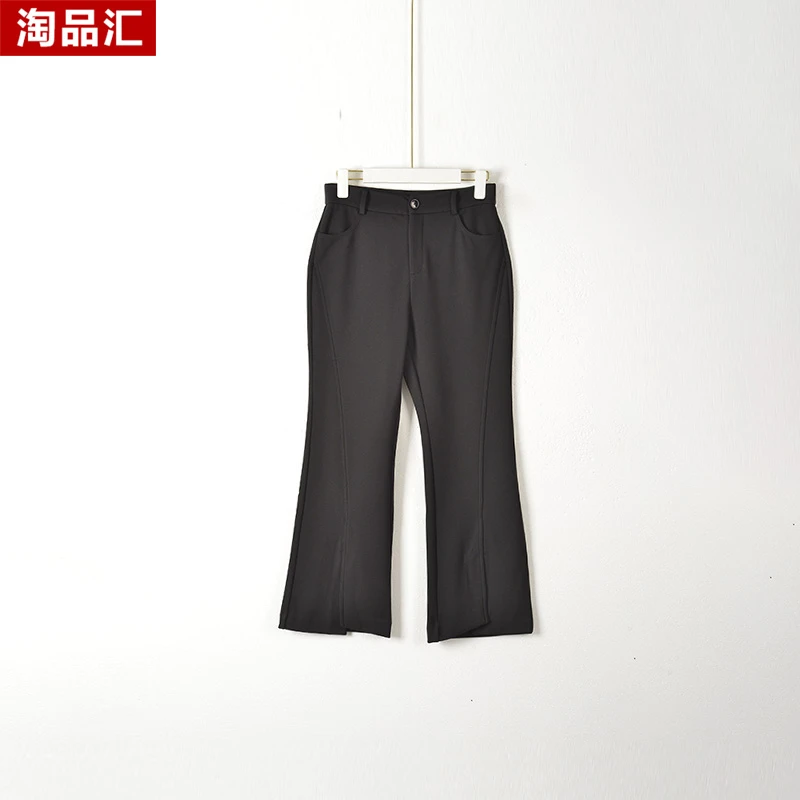 【Y专柜捡漏】大码女装QaC-裤子9960-黑色有松紧正码加绒厚
