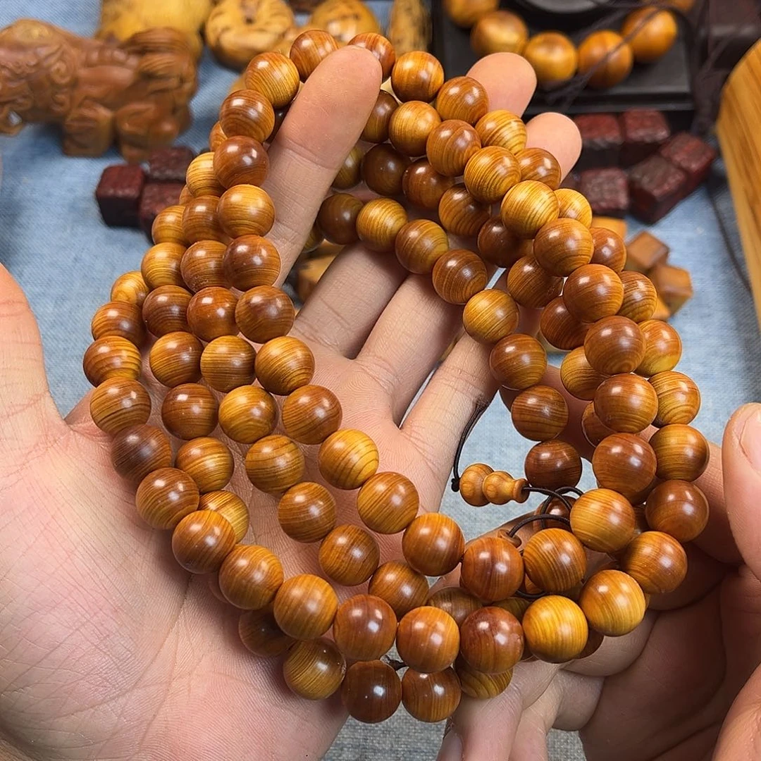 柏木（崖柏）手串/手链12红油蚕丝纹