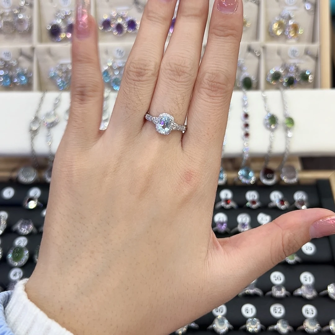 银S925镶嵌戒指托帕石