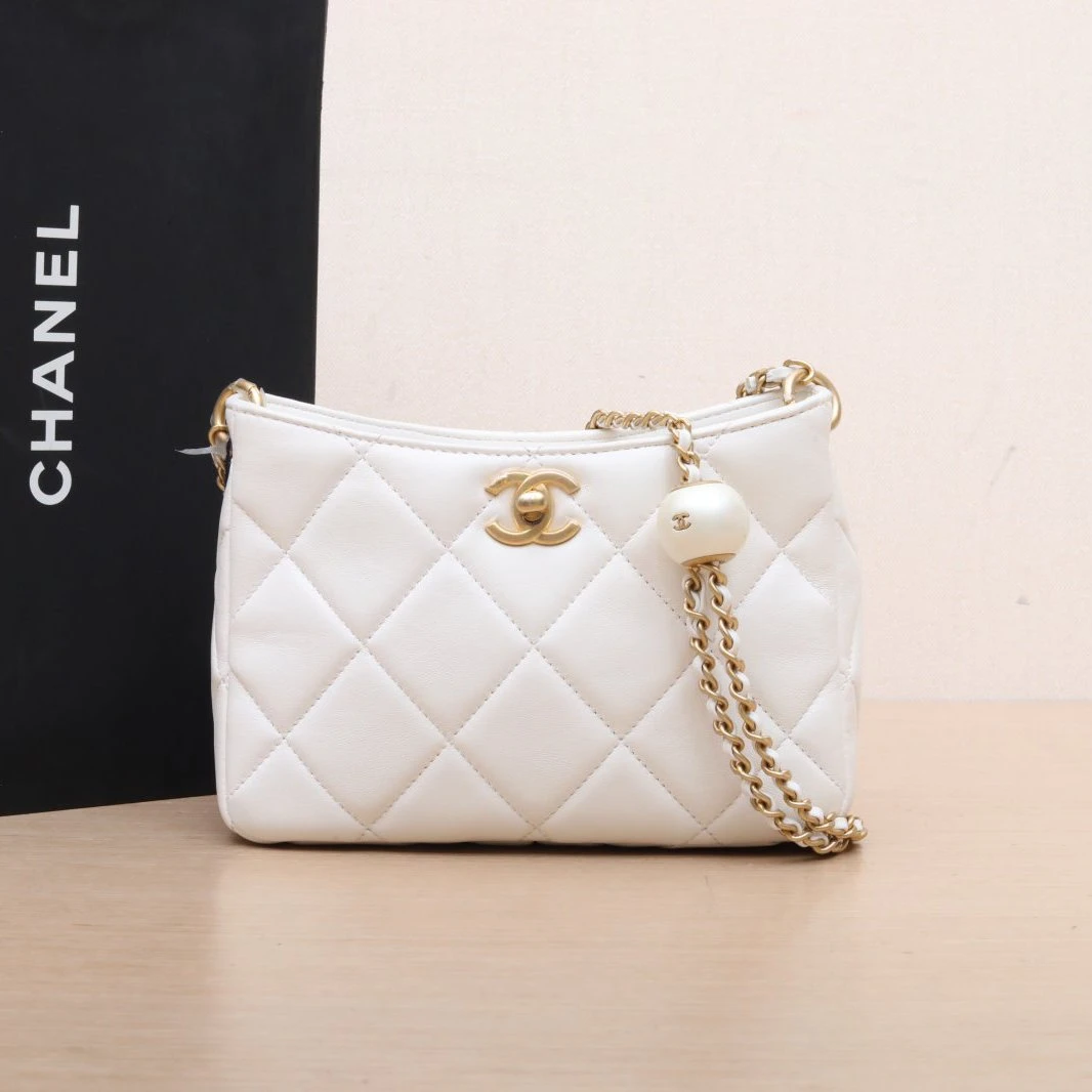 95新 Chanel/香奈儿 【娇】24S 双珍珠斜挎包HOBO芯片P225377754