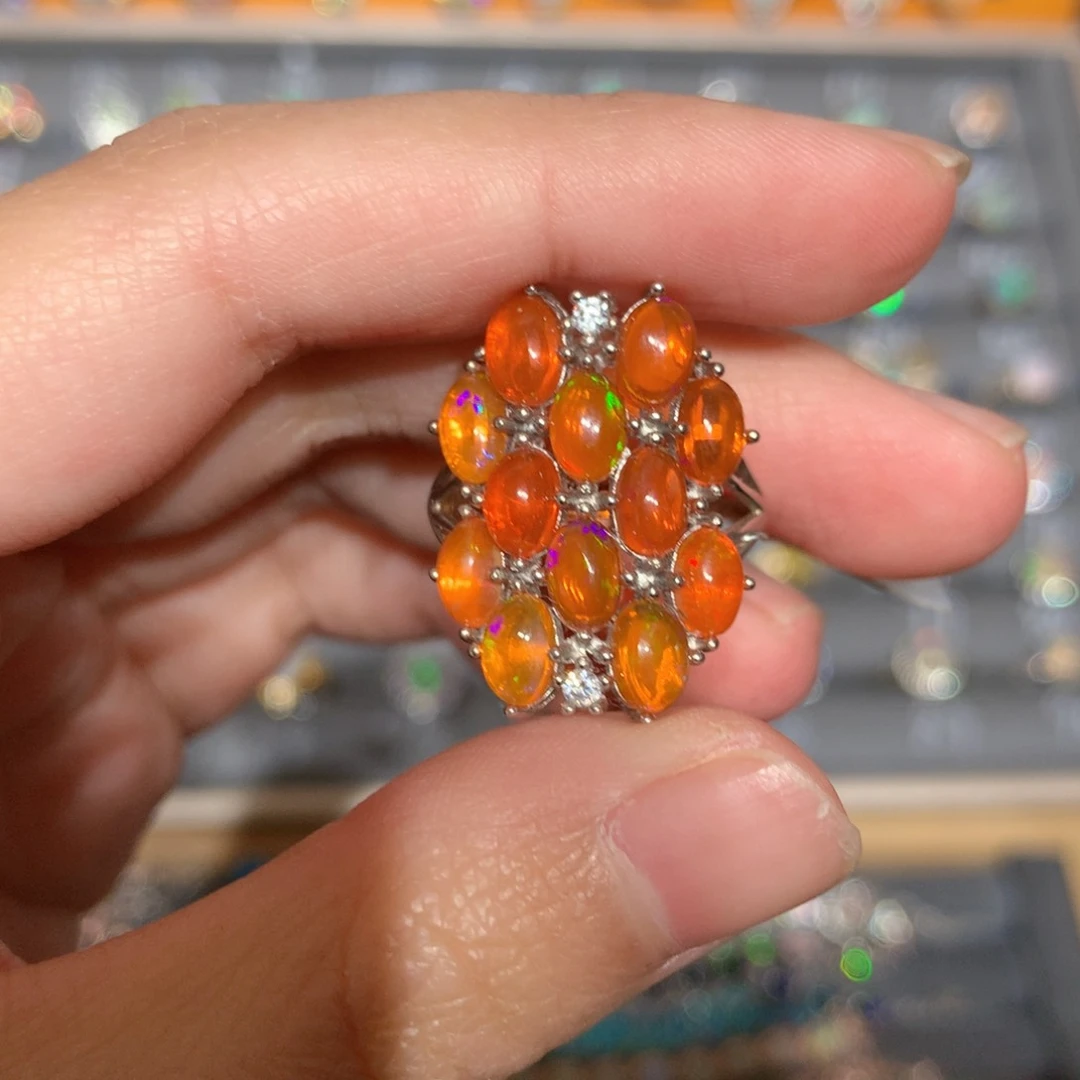 银S925镶嵌欧泊欧泊戒指y