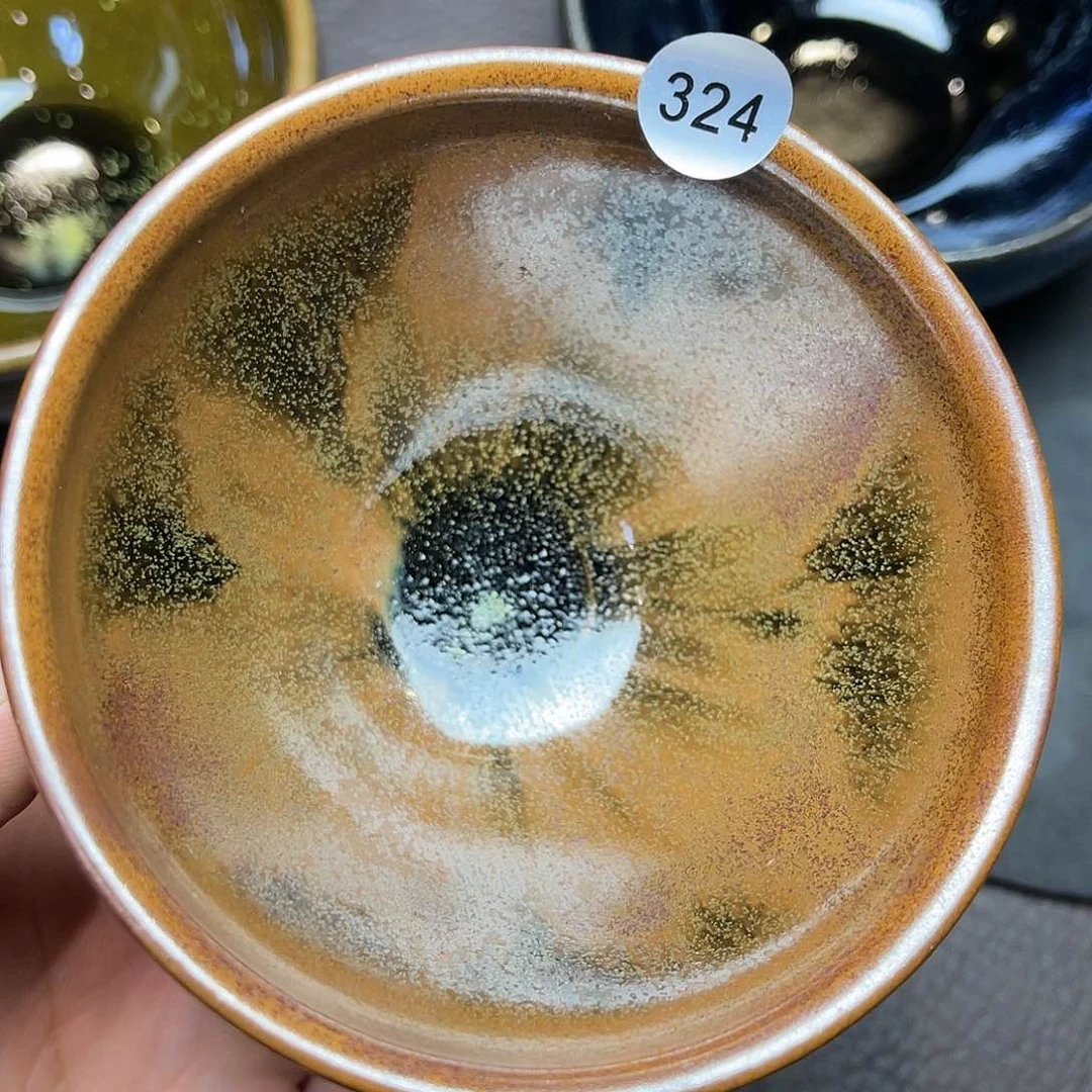 茶盏龙窑柴烧西瓜斑束口器型