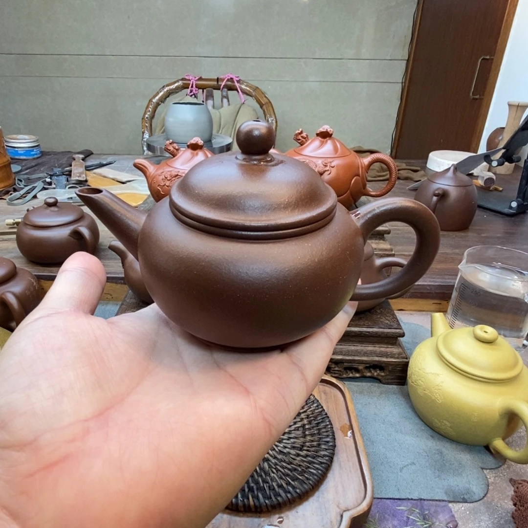 紫砂茶壶水平壶（原矿底槽青160cc）