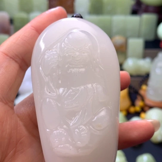 石材方解石手把件