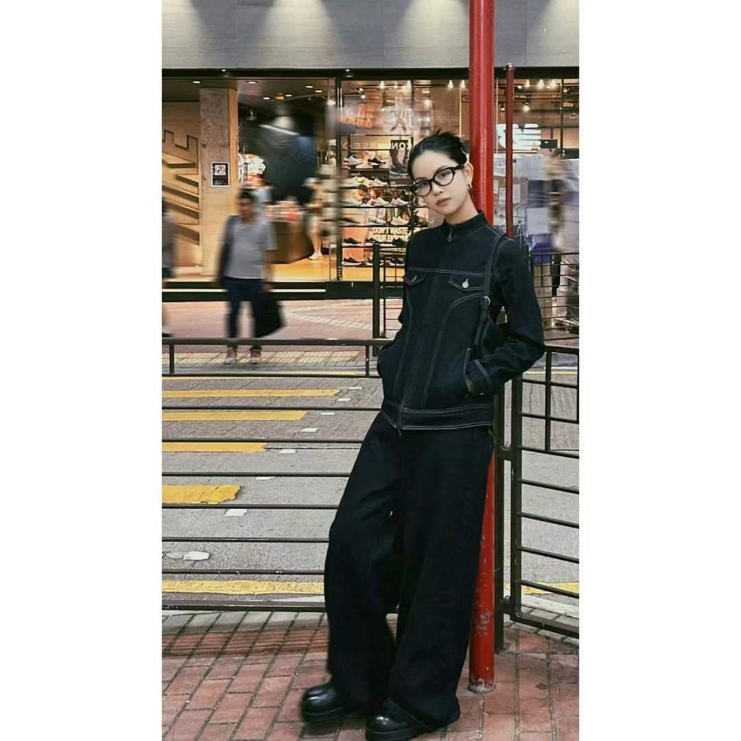 【表达牛仔外套】MUAN定制怀旧复古明线牛仔外套上衣女DG-23075