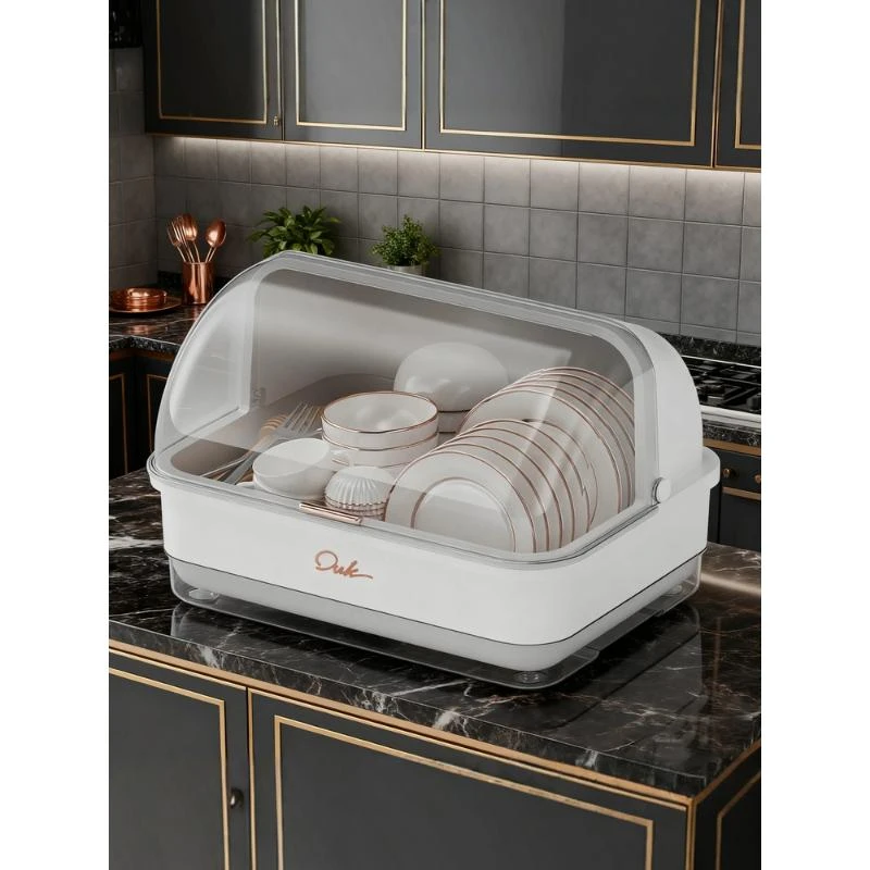 厨房碗架碗筷收纳盒多功能带盖家用放碟盘沥水防尘置物架塑料碗柜