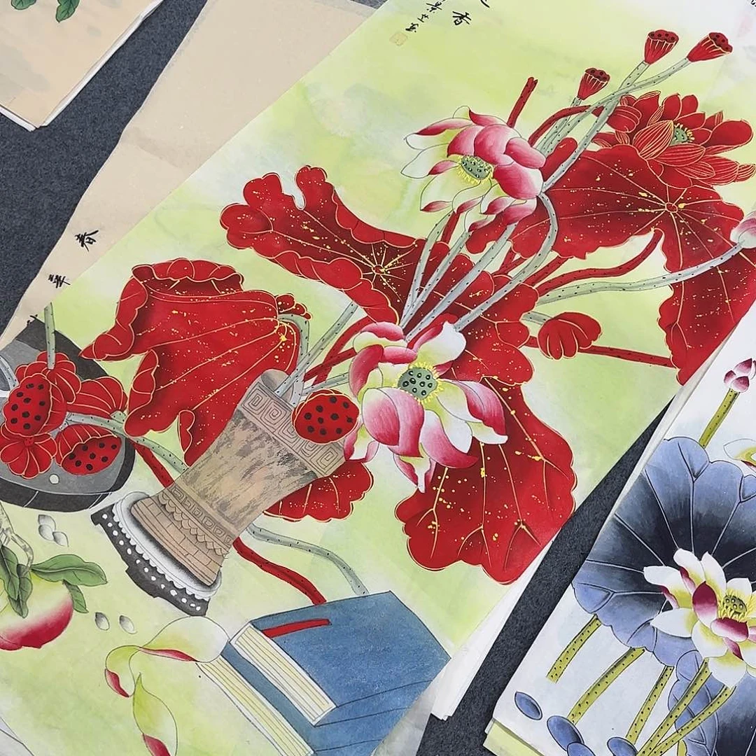 国画祝*尺寸70X138手绘作品