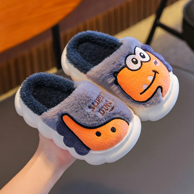 恐龙儿童拖鞋冬季2025新款女童室内防滑男童棉拖鞋毛毛家居亲子鞋