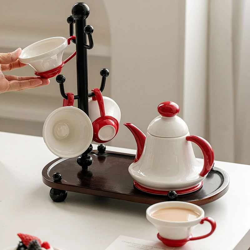 高级感杯子茶杯带把套装家用客厅高颜值水杯茶壶杯具高端奢华套装