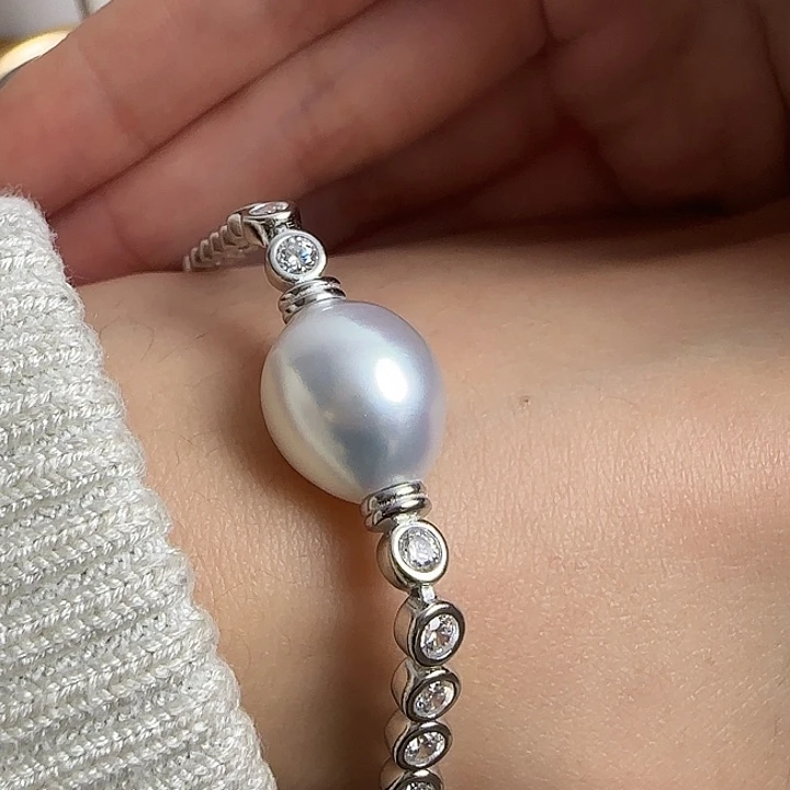 海水珍珠手链银S925镶嵌