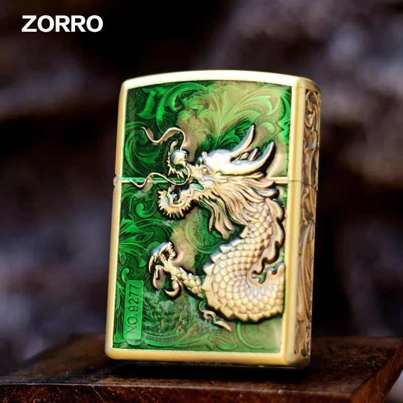 ZORRO佐罗正品青铜霸王龙煤油防风机砂轮打火机送老公男朋友礼物