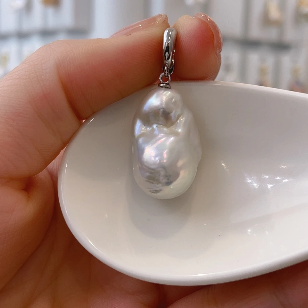 淡水珍珠天然珍珠巴洛克银S925镶嵌