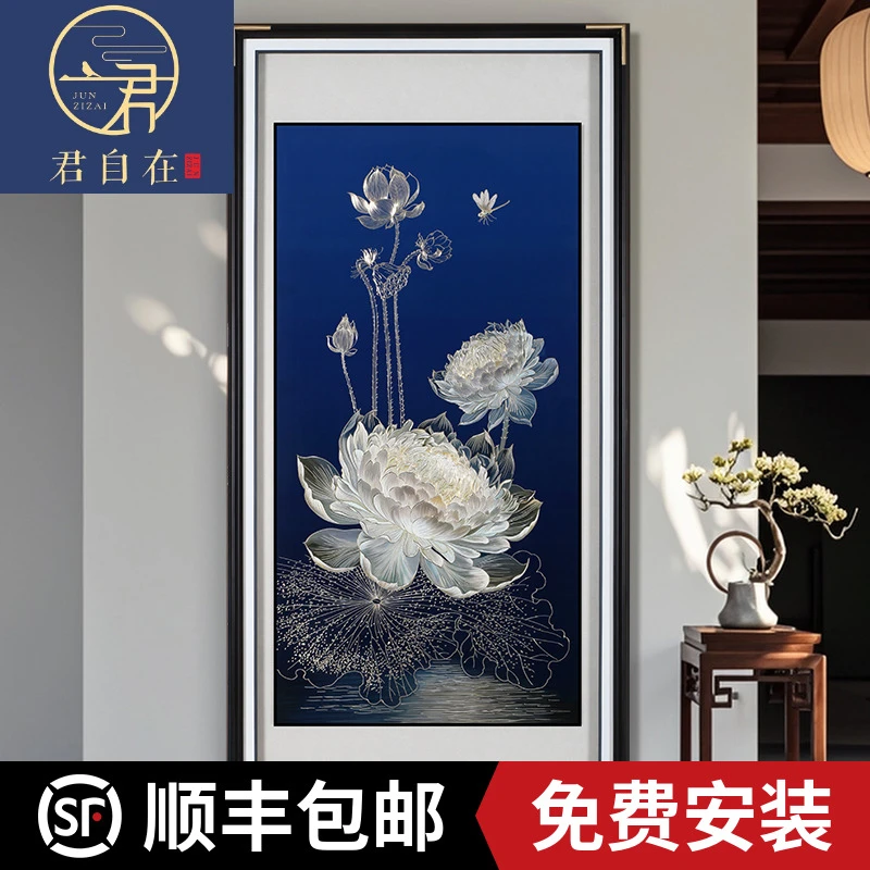 君自在《光影睡莲》手工铜雕装饰画玄关走廊现代轻奢好运连连上档次